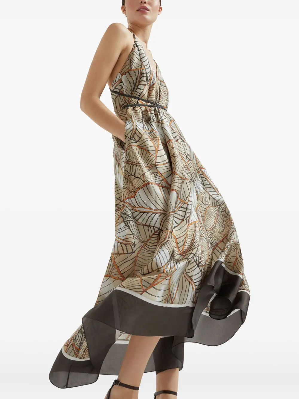 Brunello Cucinelli Jurk met kettingdetail Beige