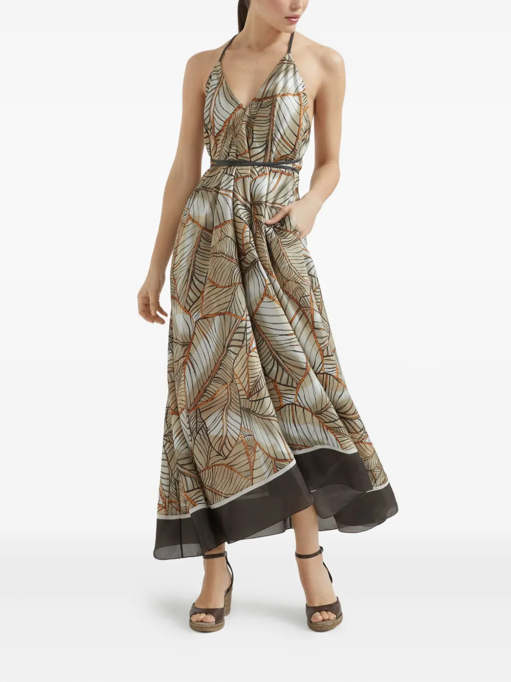 Brunello Cucinelli Jurk met kettingdetail Beige