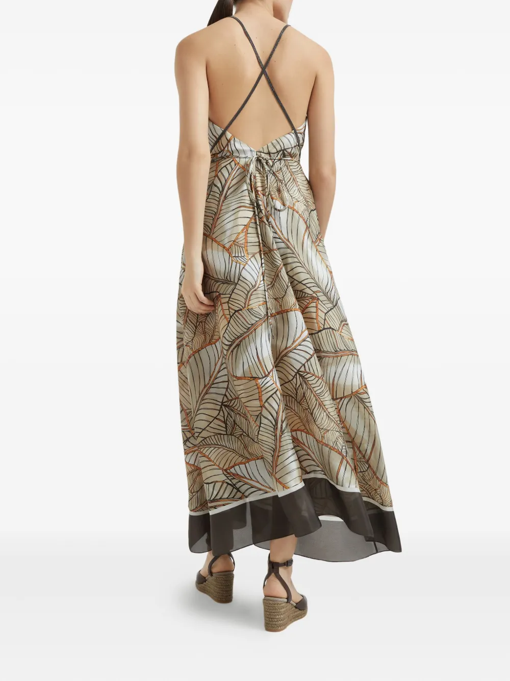 Brunello Cucinelli Jurk met kettingdetail Beige