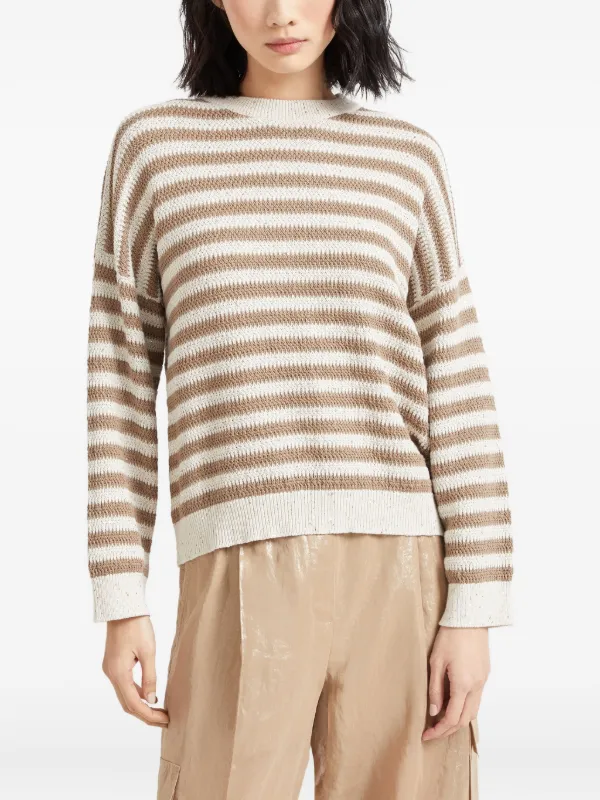 Brunello Cucinelli ストライプ セーター | ニュートラル Brunello Cucinelli ストライプ セーター | ニュートラル