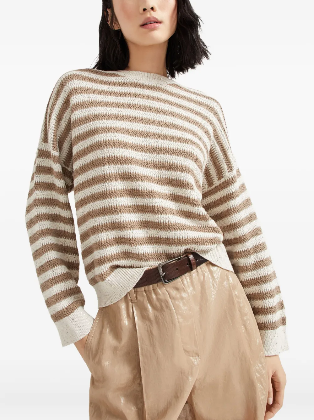 Brunello Cucinelli Gestreepte trui Beige