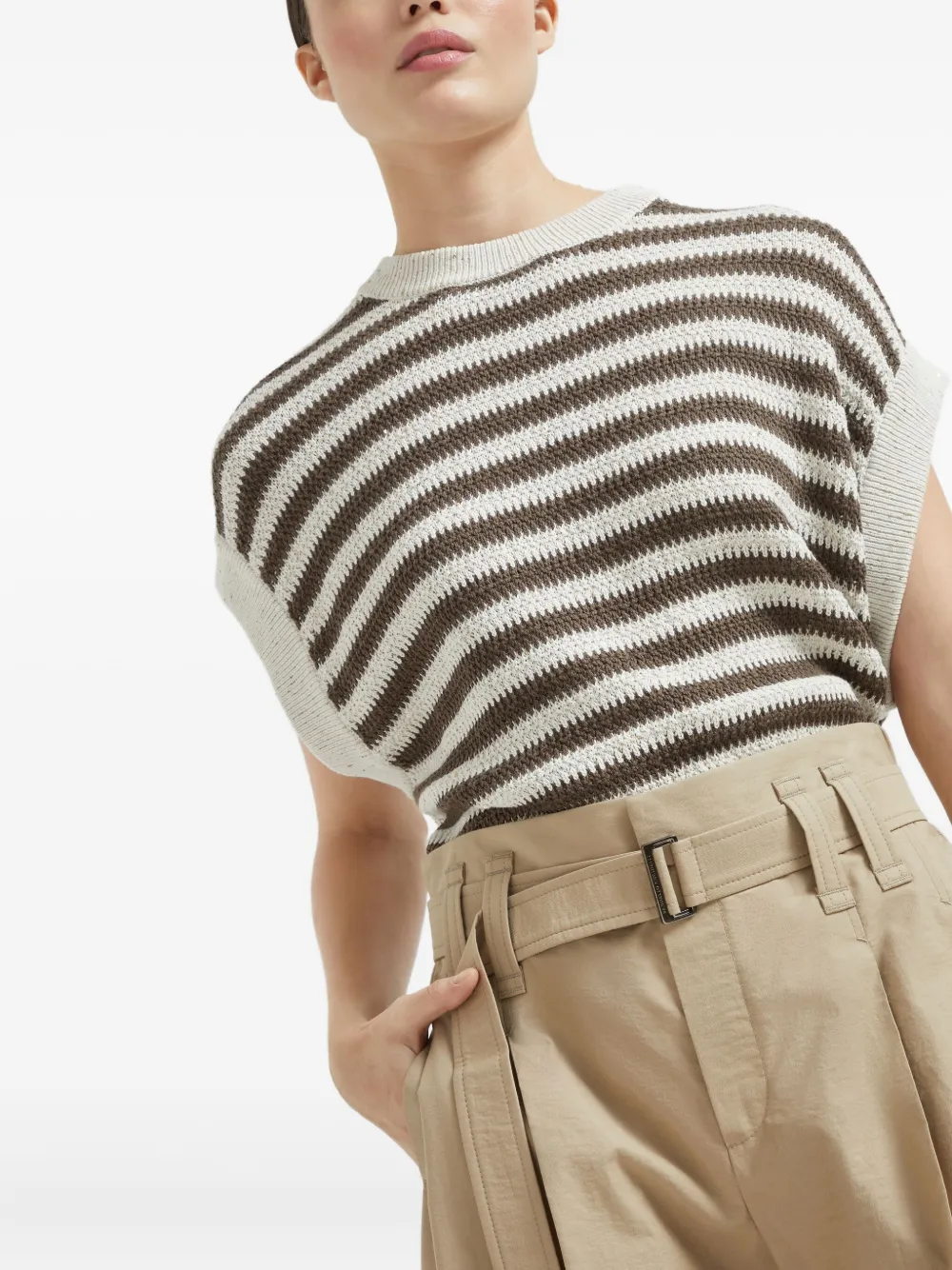 Brunello Cucinelli Broek met ceintuur Beige
