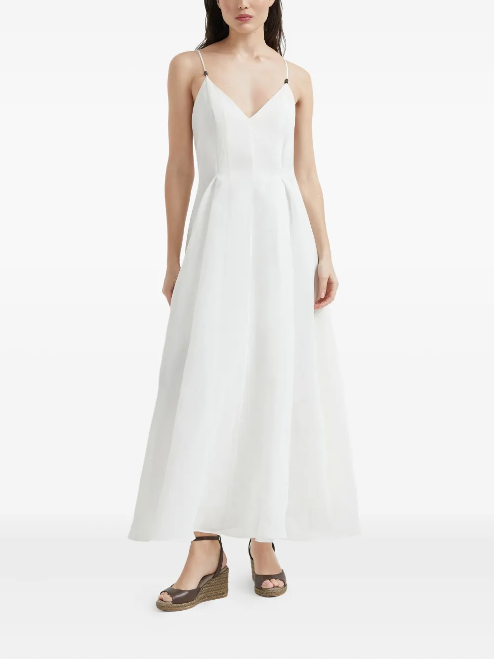 Brunello Cucinelli Organza jurk met Monili-kettingdetail Wit