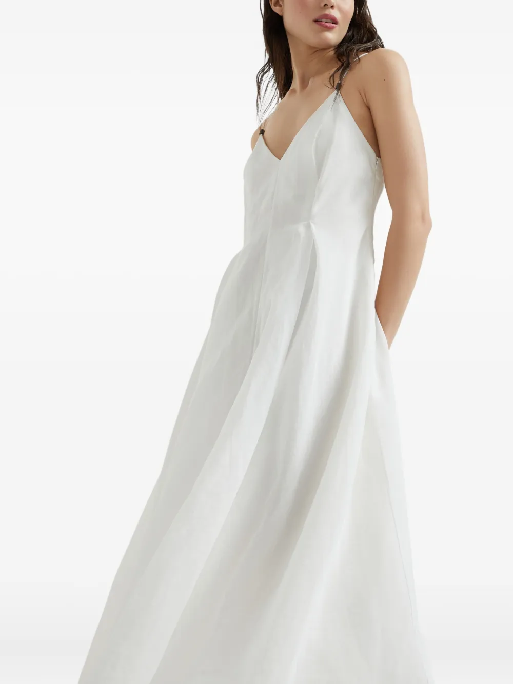 Brunello Cucinelli Organza jurk met Monili-kettingdetail Wit