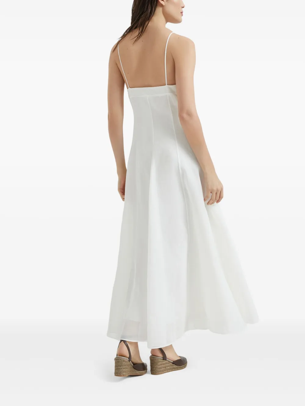 Brunello Cucinelli Organza jurk met Monili-kettingdetail Wit