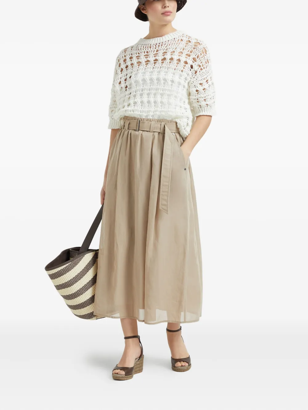 Brunello Cucinelli Katoenen midi-rok - Beige