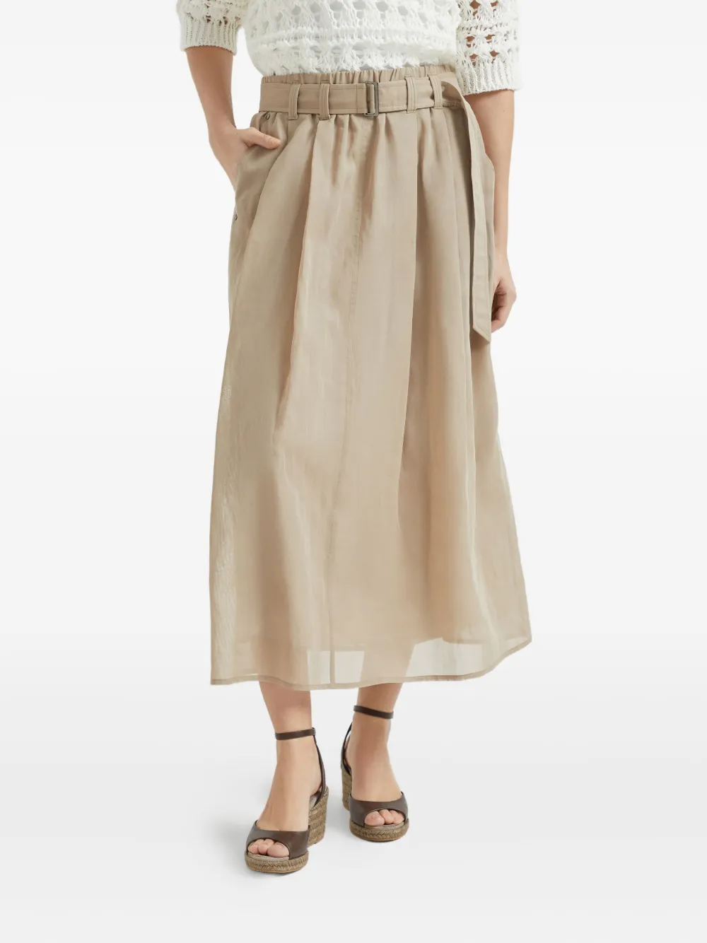 Brunello Cucinelli Katoenen midi-rok Beige