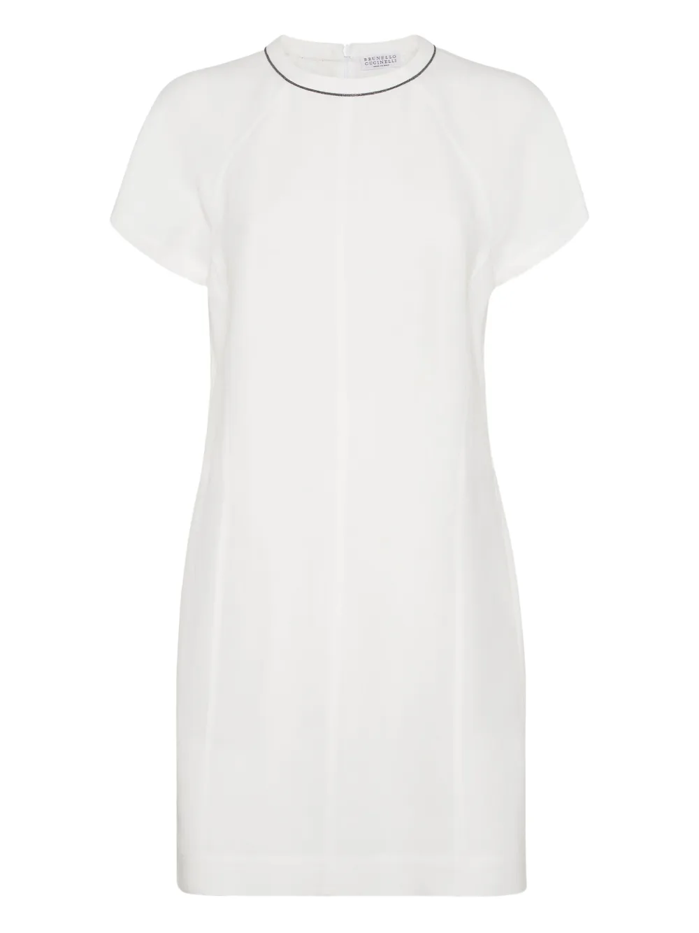 Brunello Cucinelli Twill mini-jurk met monili kettingdetail Wit