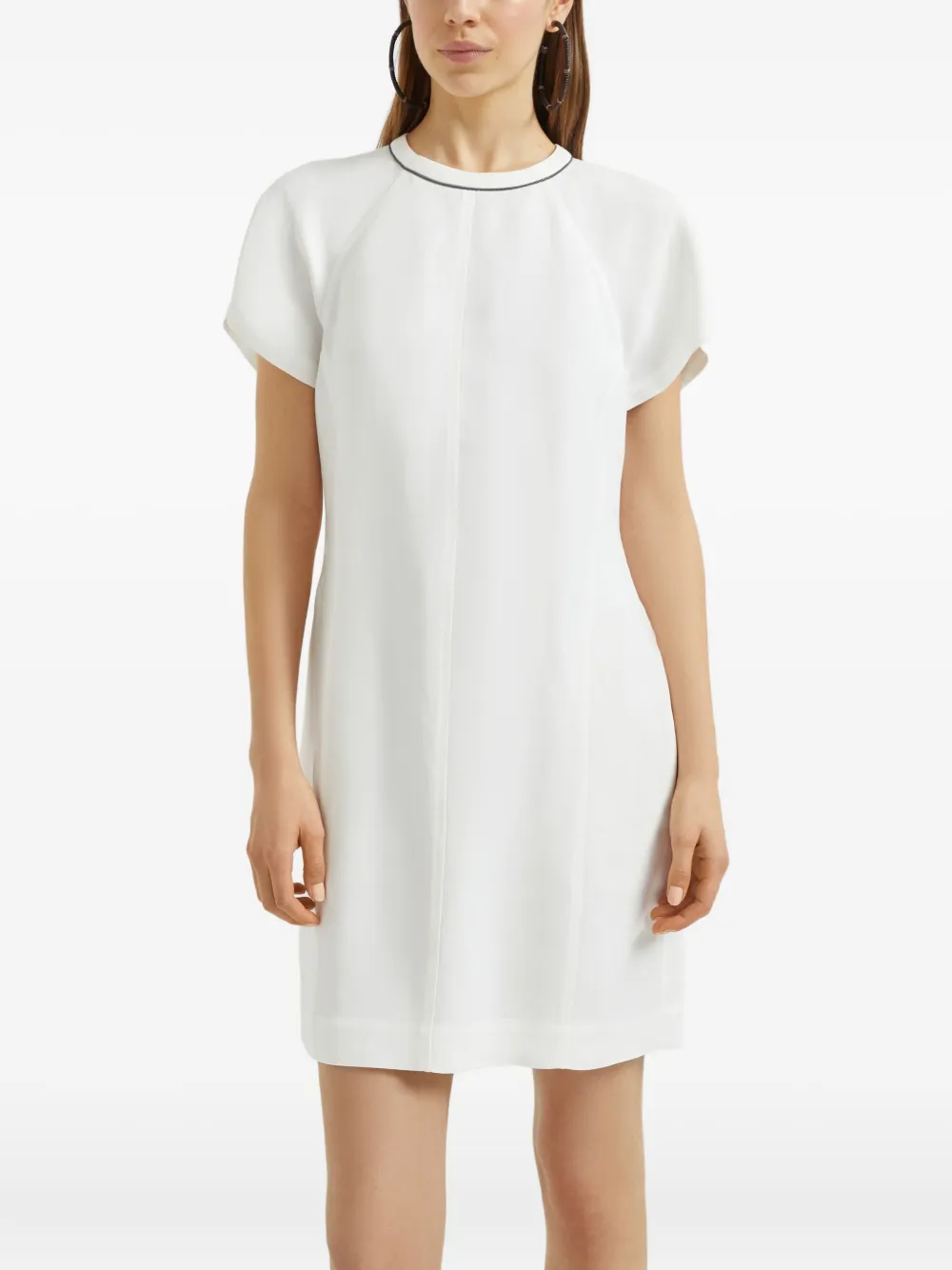 Brunello Cucinelli Twill mini-jurk met monili kettingdetail Wit