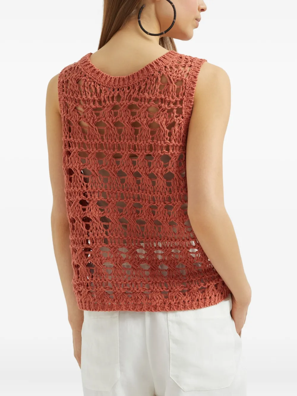 Brunello Cucinelli Opengebreide top Oranje