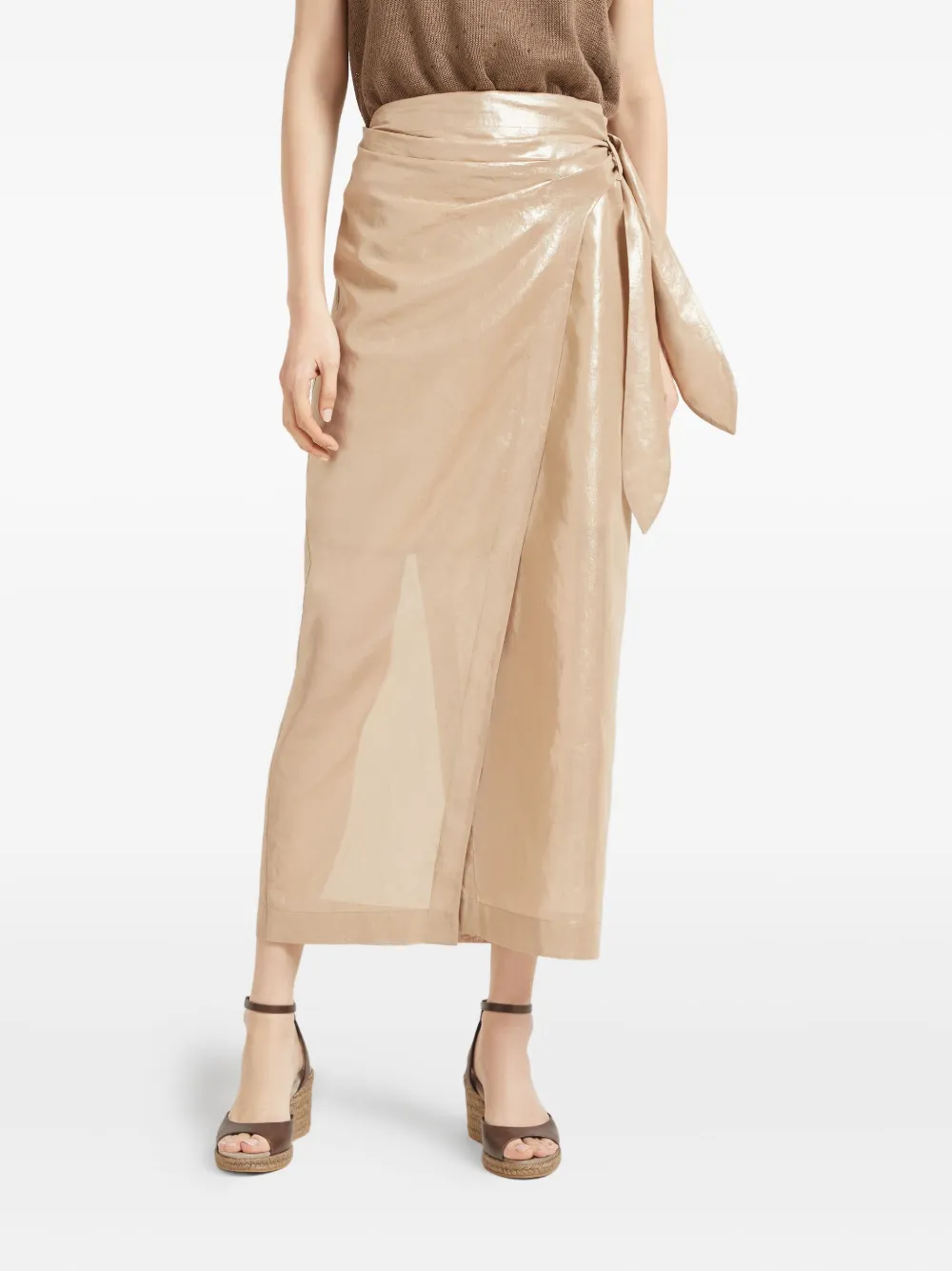 Brunello Cucinelli Midi-wikkelrok Goud