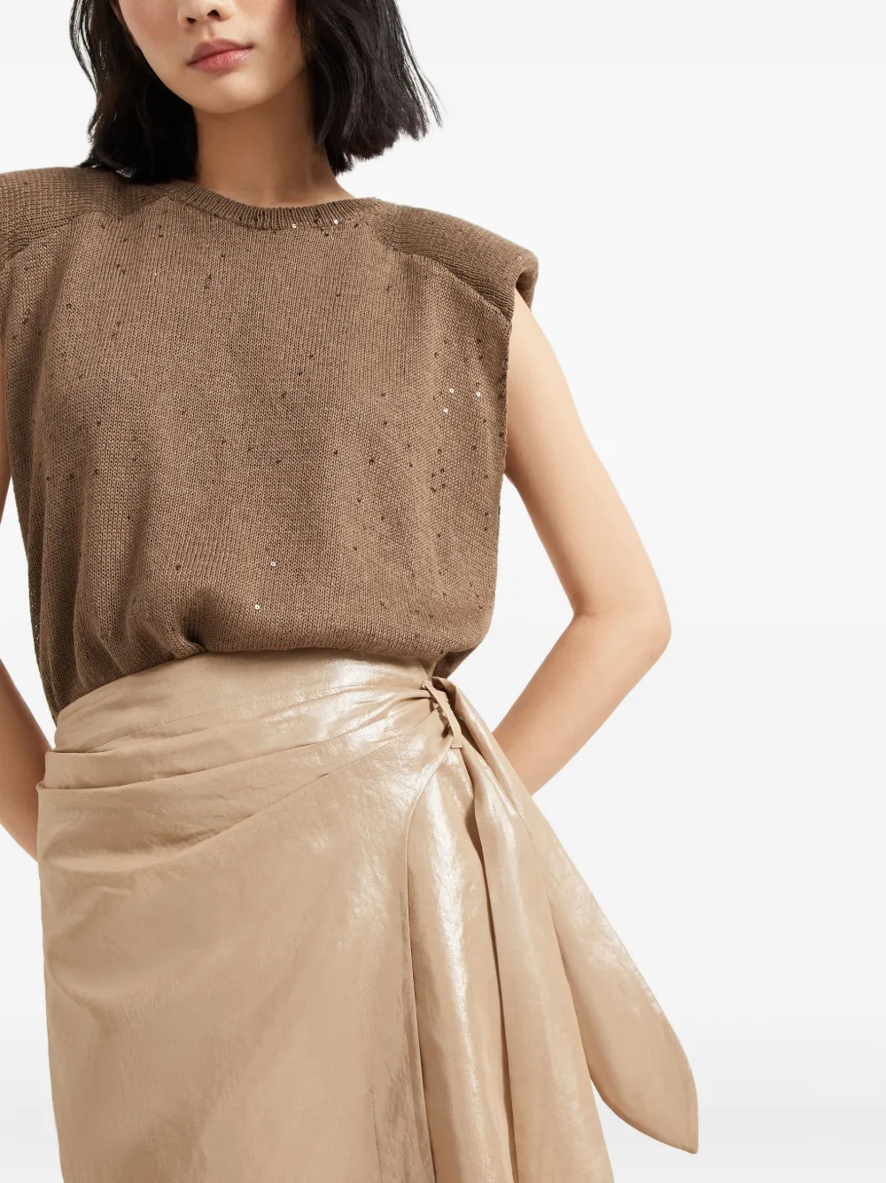 Brunello Cucinelli Midi-wikkelrok Goud