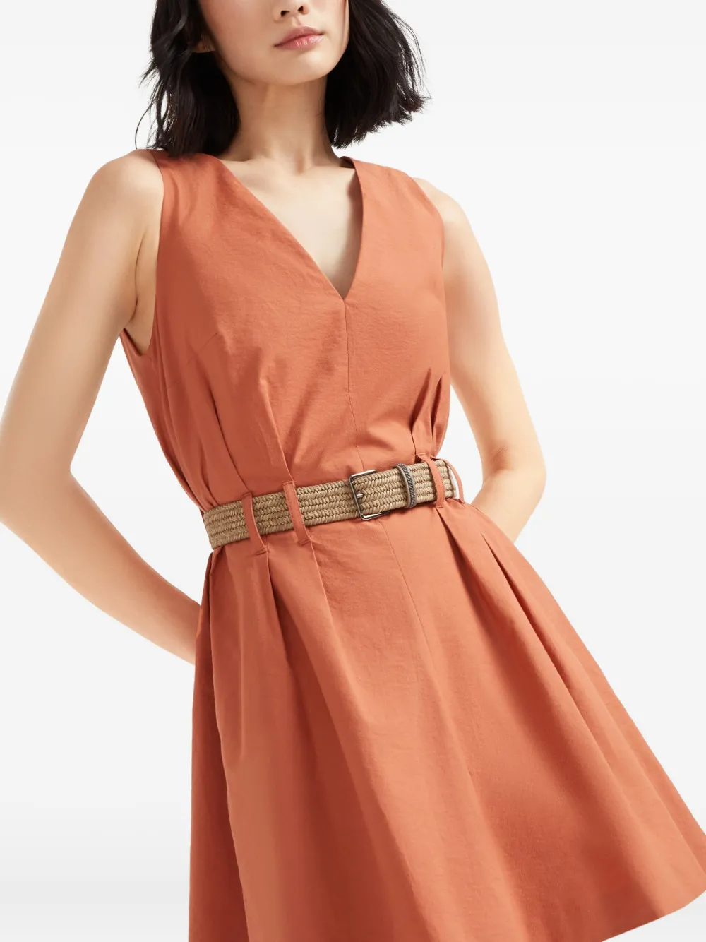 Brunello Cucinelli Mini-jurk met ceintuur Oranje