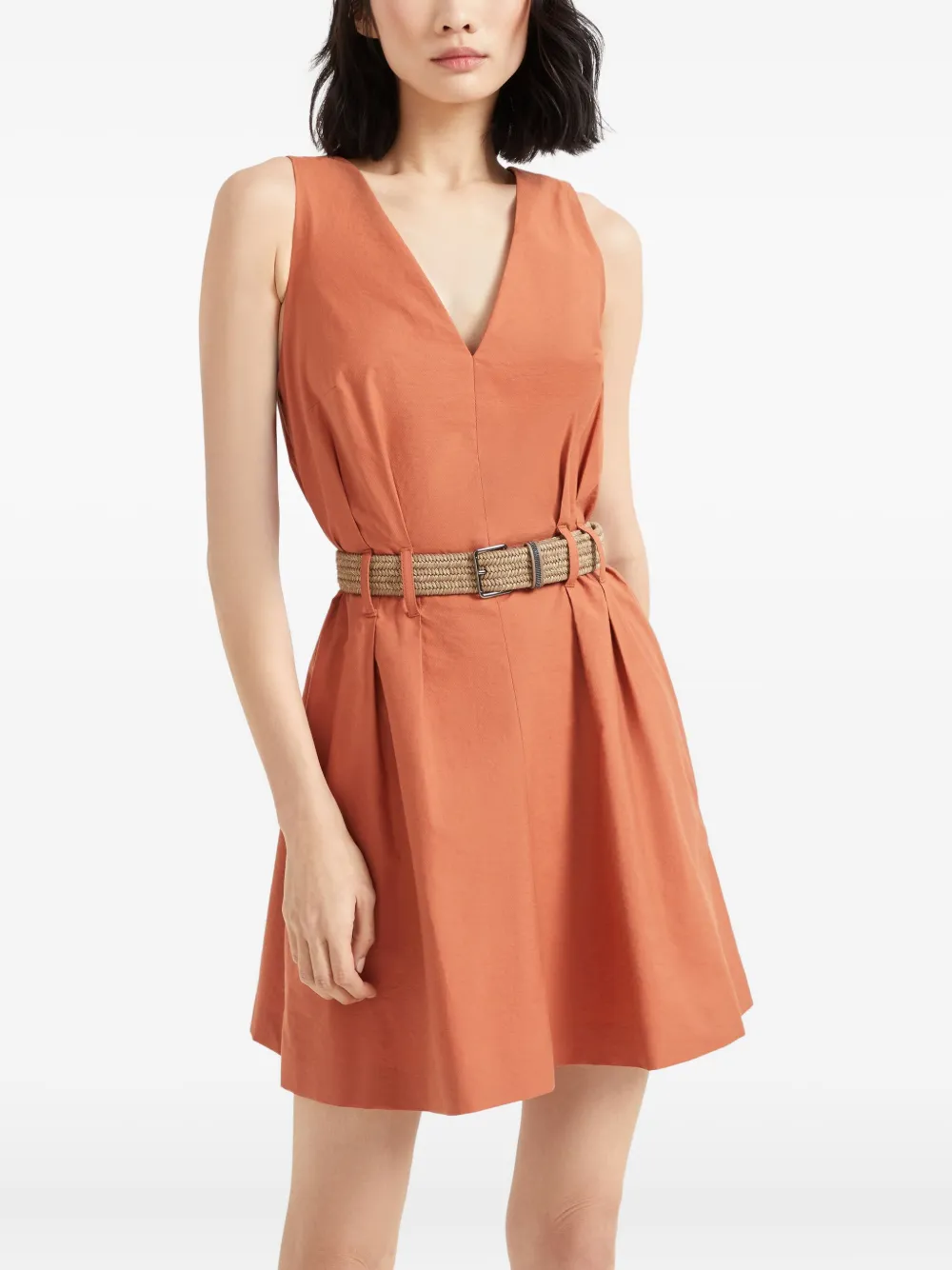 Brunello Cucinelli Mini-jurk met ceintuur Oranje