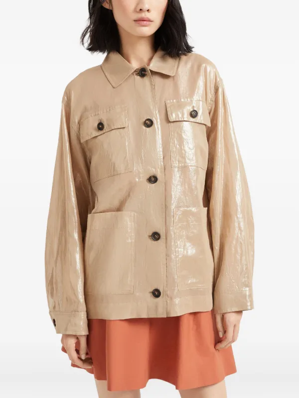 Brunello Cucinelli Lamé Cotton Jacket | Gold | FARFETCH