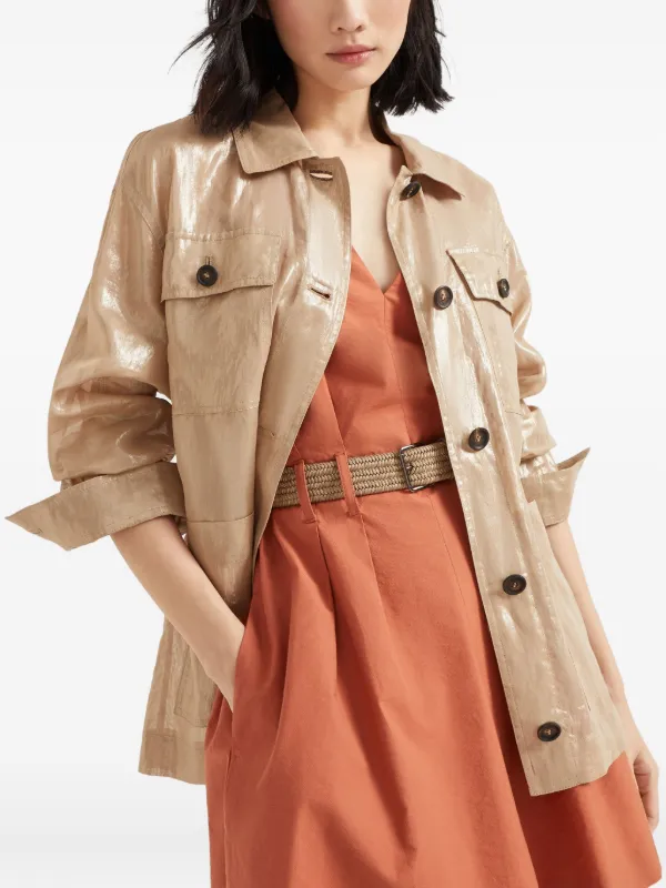 ジャケット BRUNELLO CUCINELLI Women Jackets MG5017868 C6037 Beige BRUNELLO CUCINELLI: short cotton blend trench coat - Beige