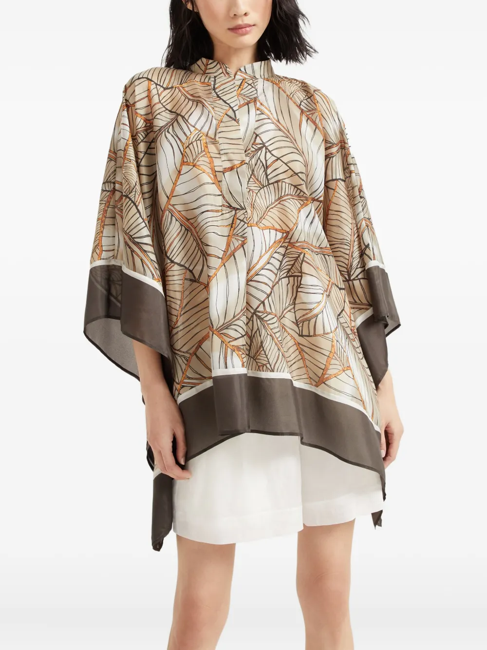 Shop Brunello Cucinelli Papyrus-print Cape