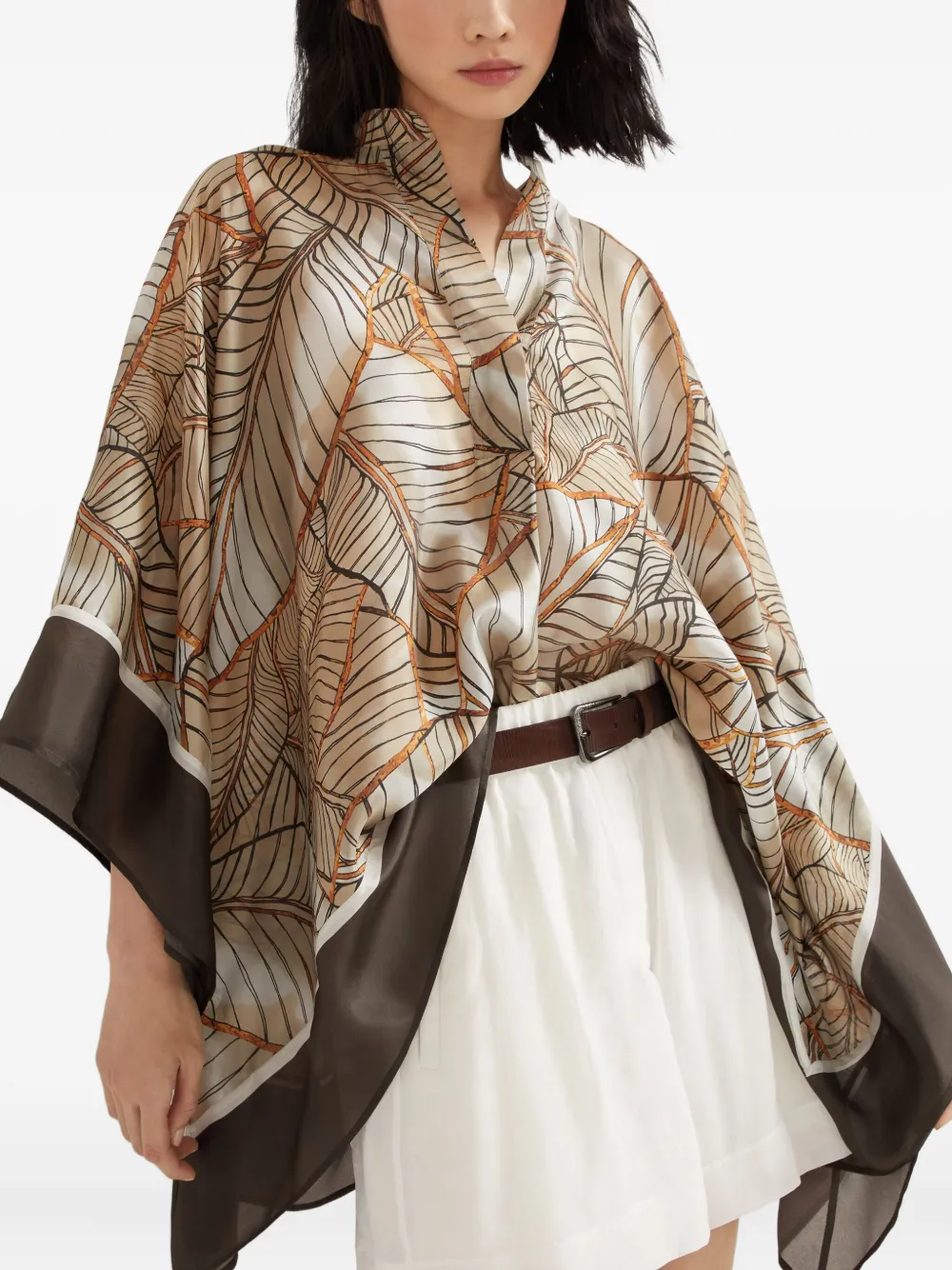 Shop Brunello Cucinelli Papyrus-print Cape
