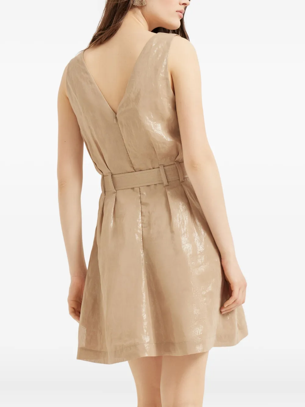 Brunello Cucinelli lamé belted mini dress Beige