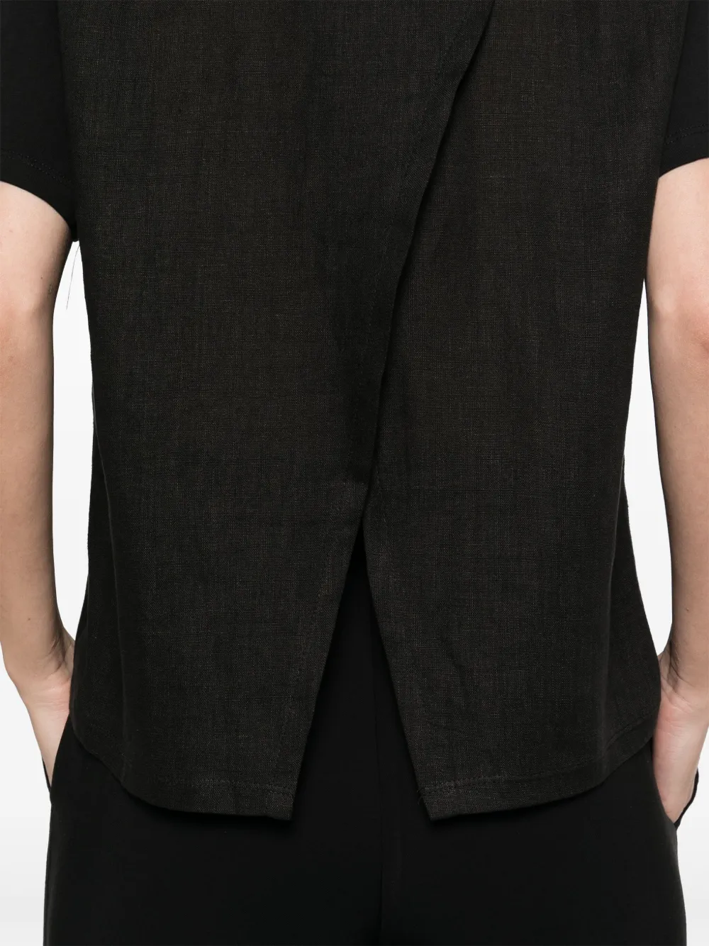kaos T-shirt met gelaagde rug Zwart