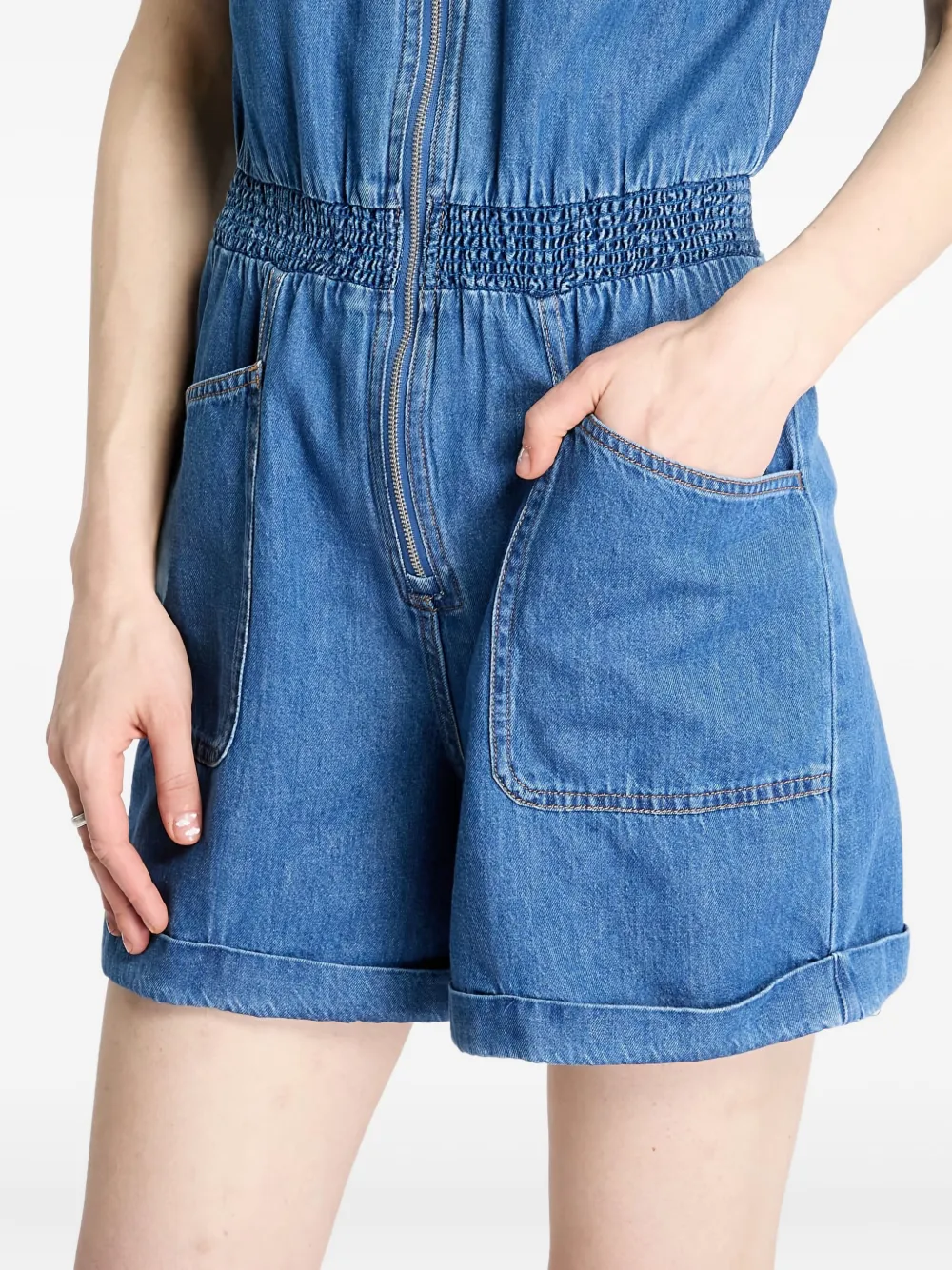 Tommy Hilfiger Zipped Denim Jumpsuit In Blue