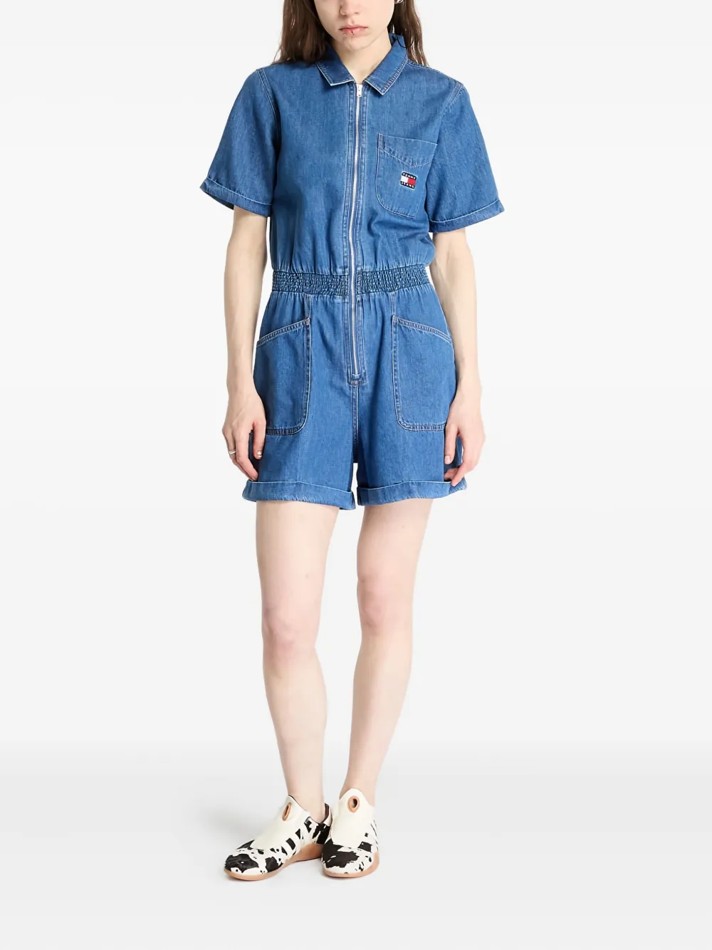 Tommy Hilfiger Zipped Denim Jumpsuit In Blue