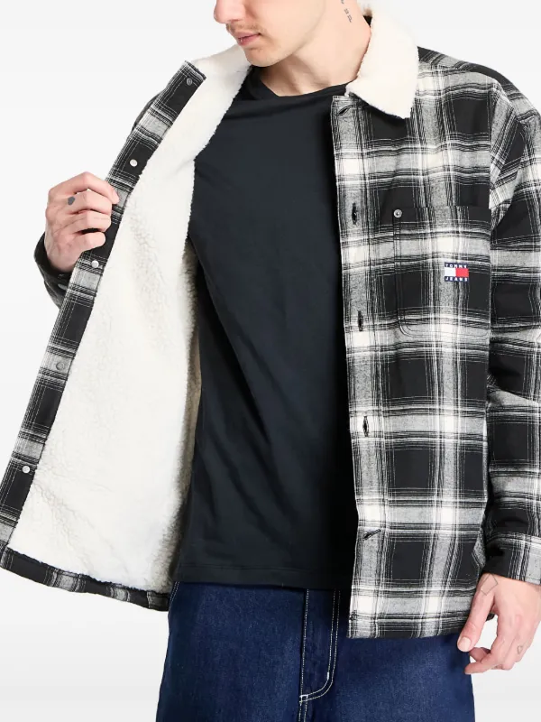 Tommy Jeans Checkered Shirt Jacket Black FARFETCH JO