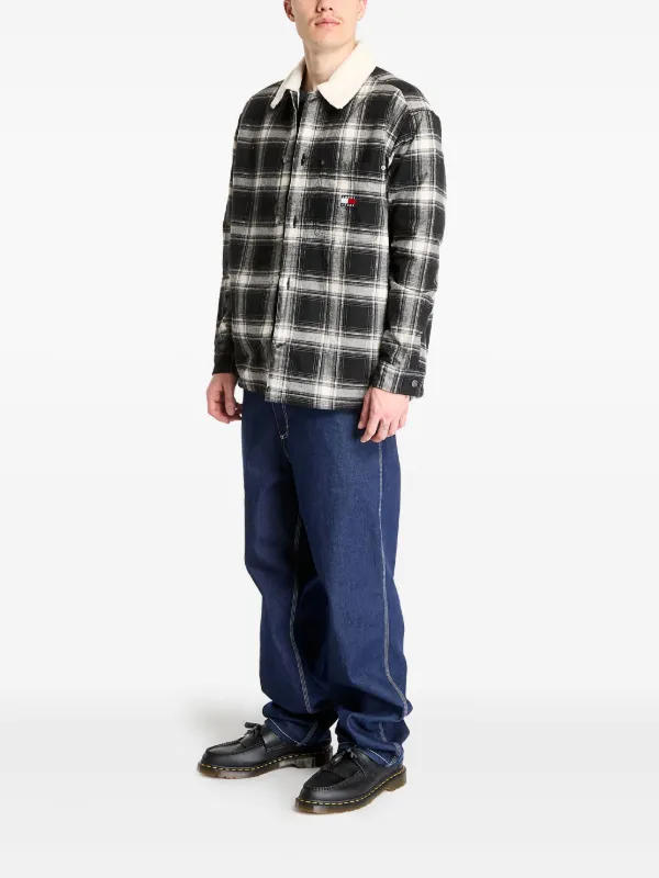 Tommy Jeans Checkered Shirt Jacket | Black | FARFETCH