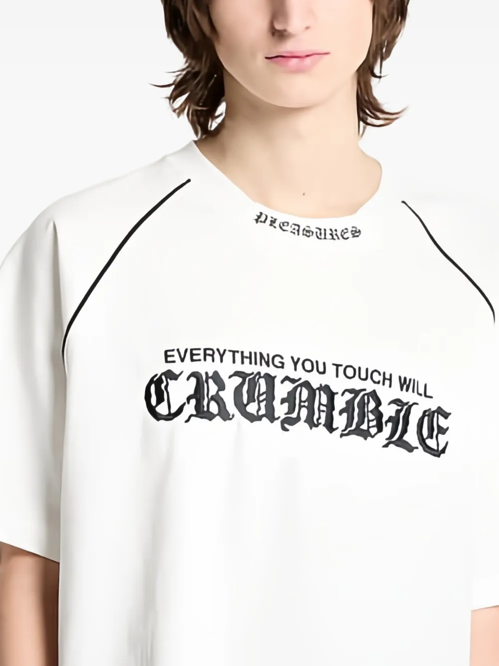 Pleasures Crumble Heavyweight Raglan T-shirt In White