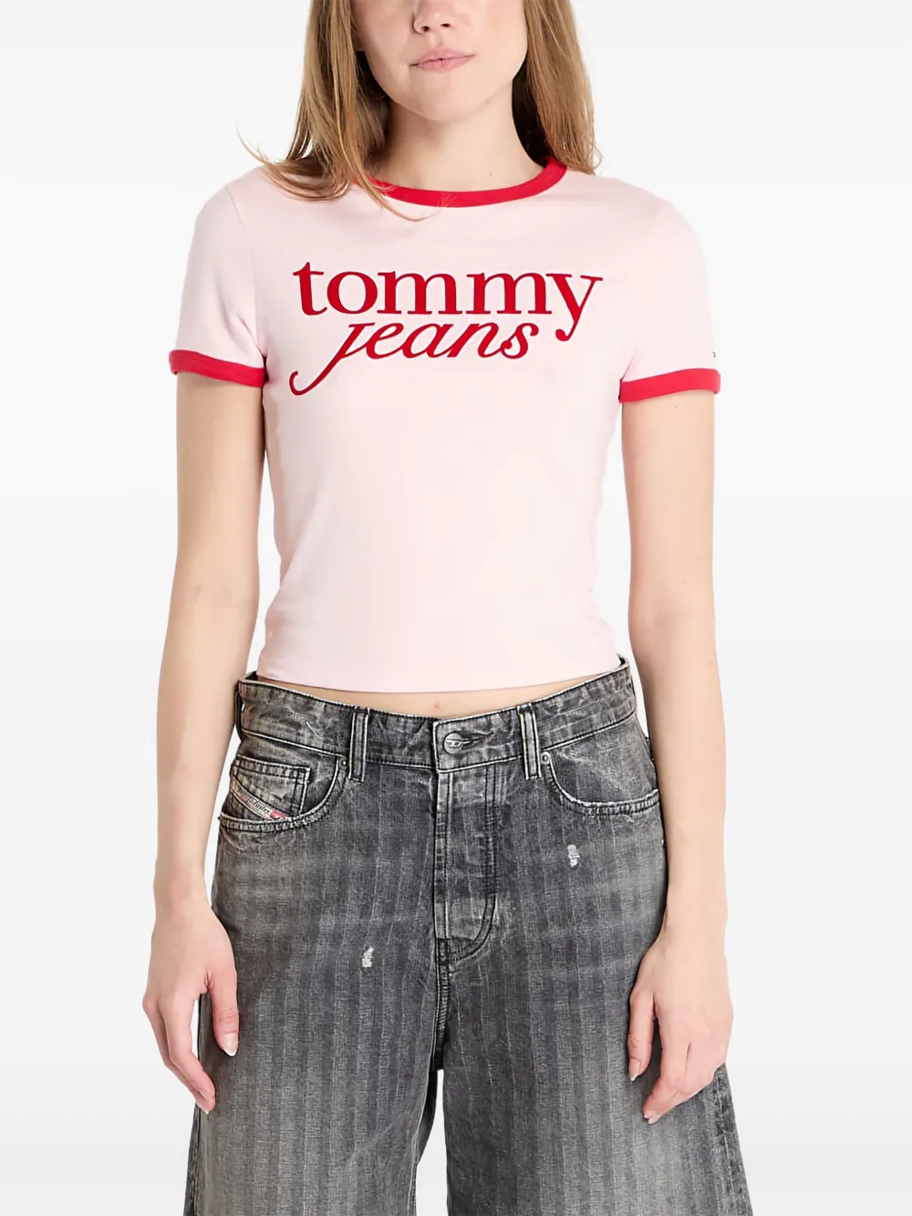 Tommy Jeans logo-print T-shirt | Pink | Image 1