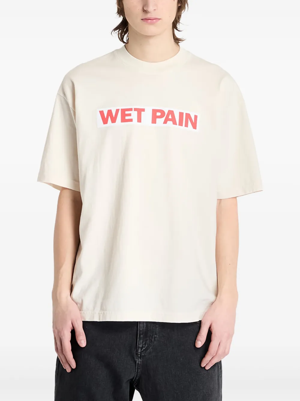 Pleasures text-graphic t-shirt | Neutrals | Image 1
