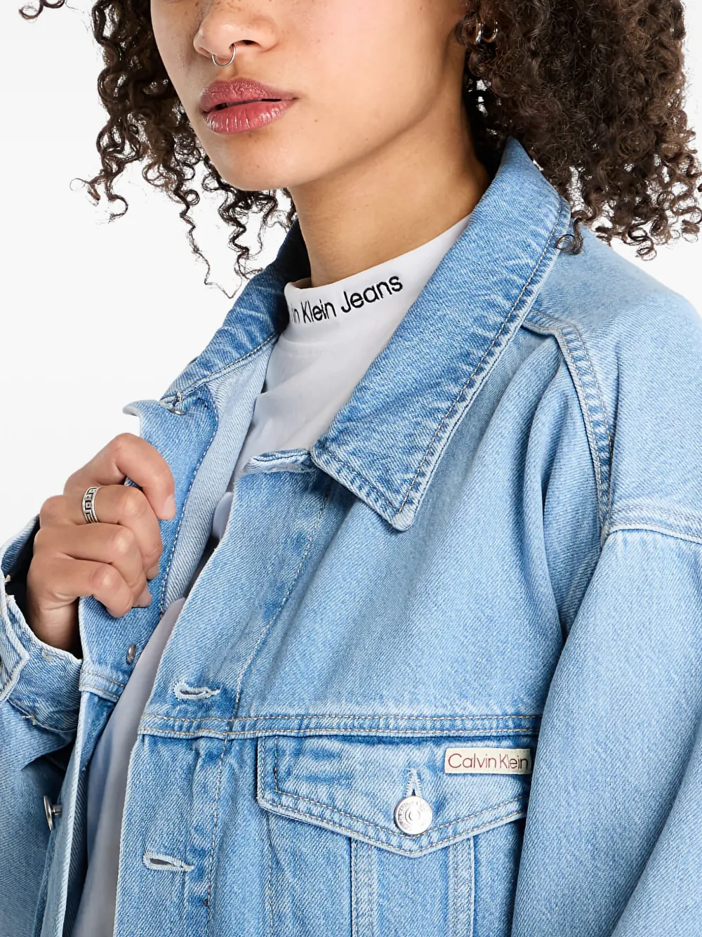 Calvin Klein Cotton Denim Jacket In Blue