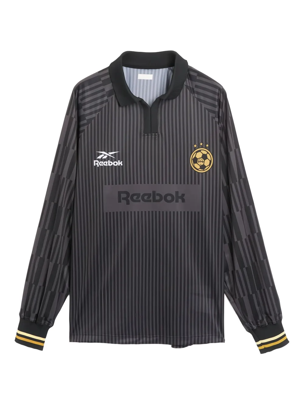 Reebok striped polo shirt | Black | Image 1