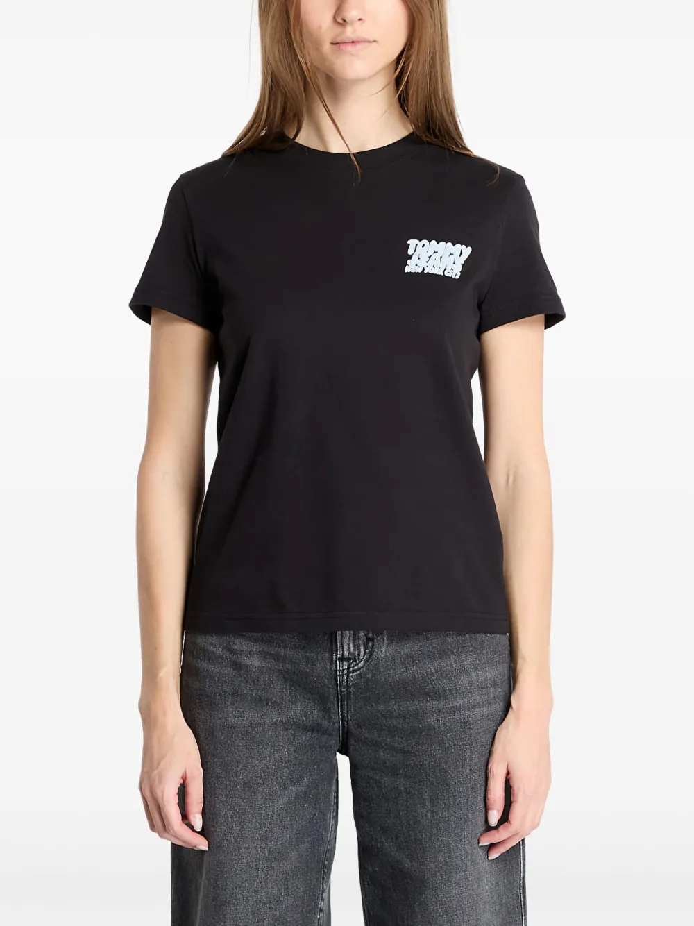 Tommy Jeans graphic logo T-shirt | Black | Image 1