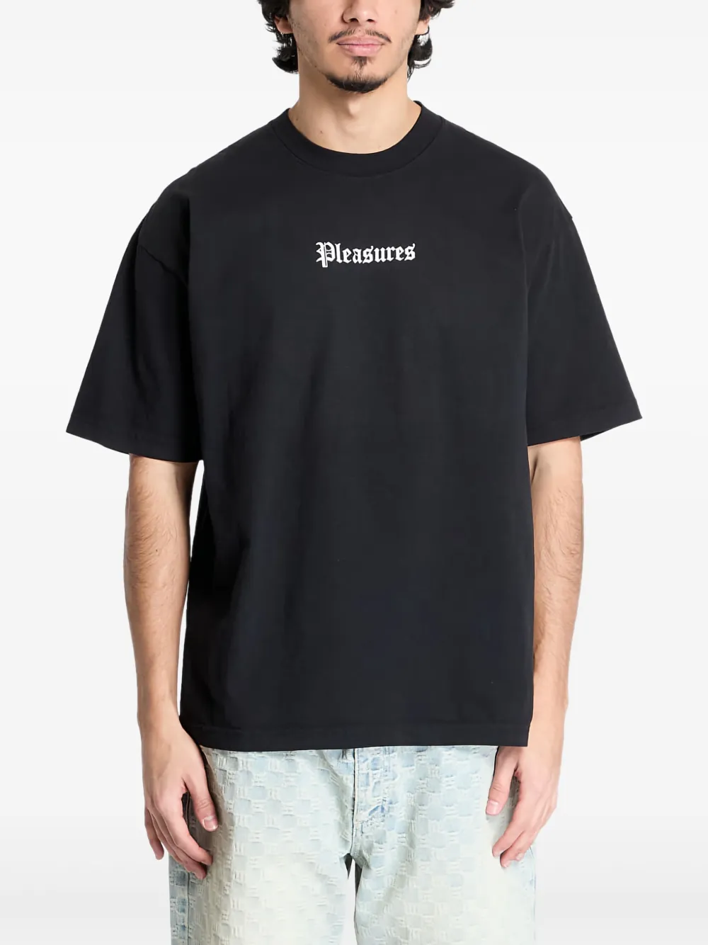 Pleasures logo-embroidered t-shirt | Black | Image 1