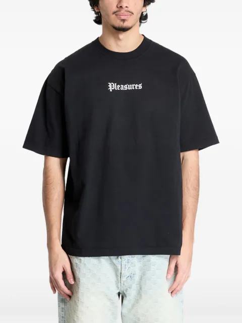 Pleasures logo-embroidered t-shirt