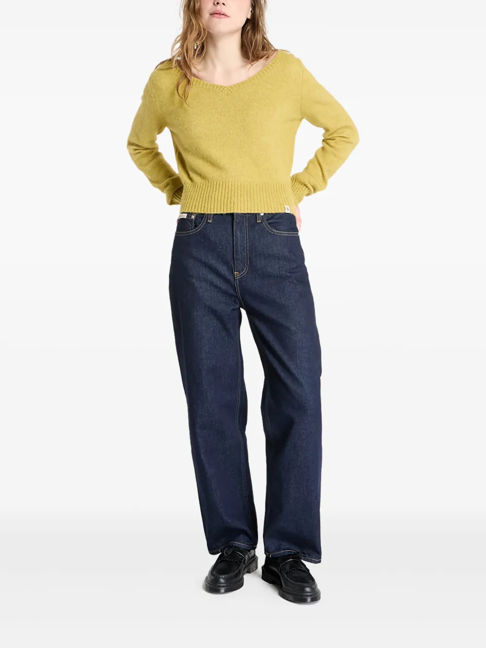 Calvin Klein V-neck cropped sweater | Yellow | Image 1