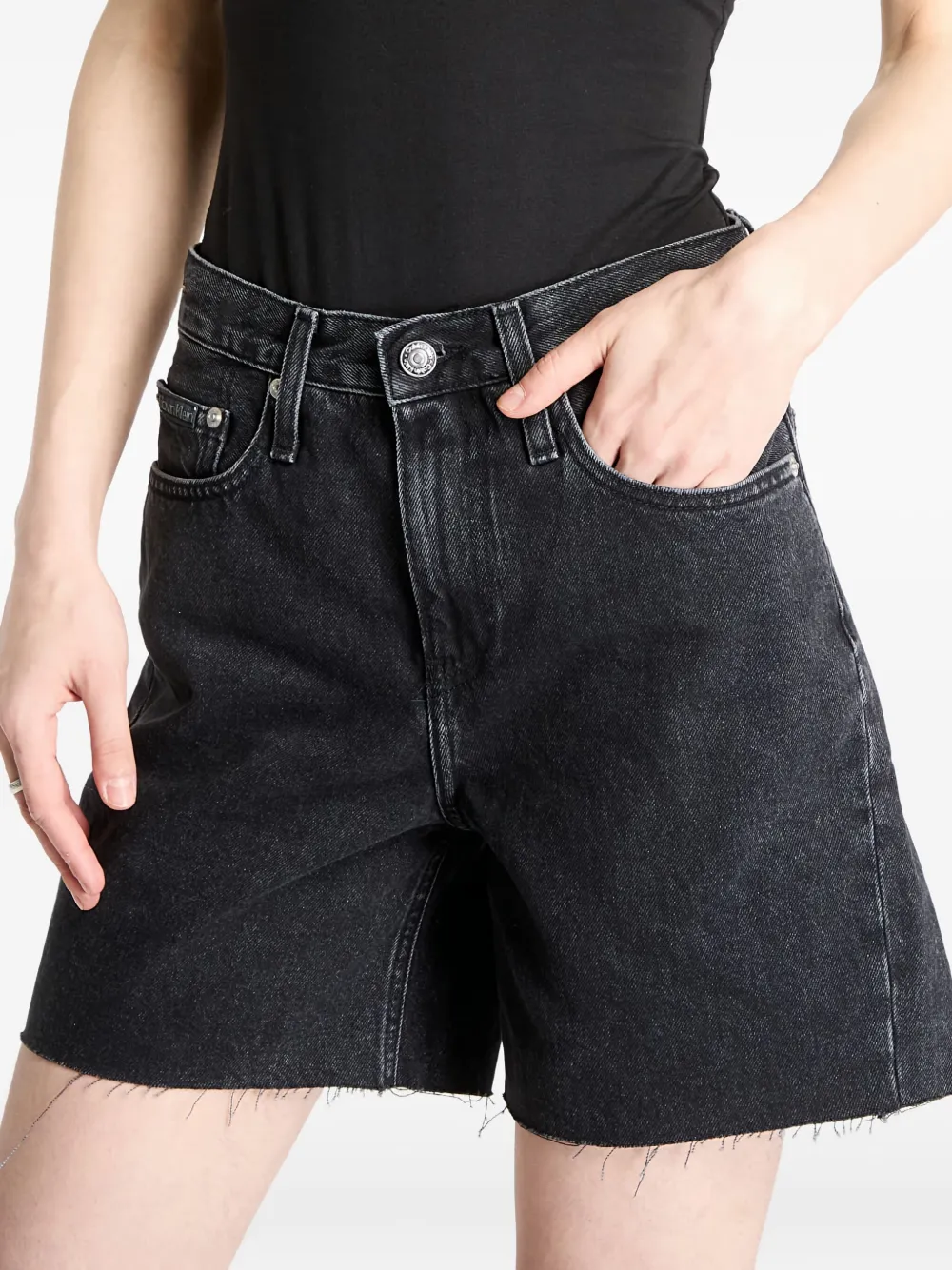 Calvin Klein Bermuda shorts met franje Zwart