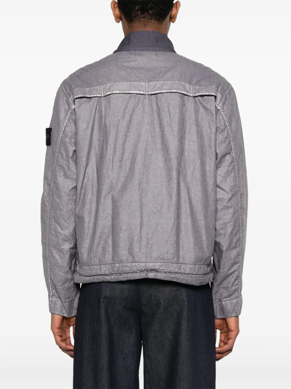 Stone Island Geplooid linnen jack Paars