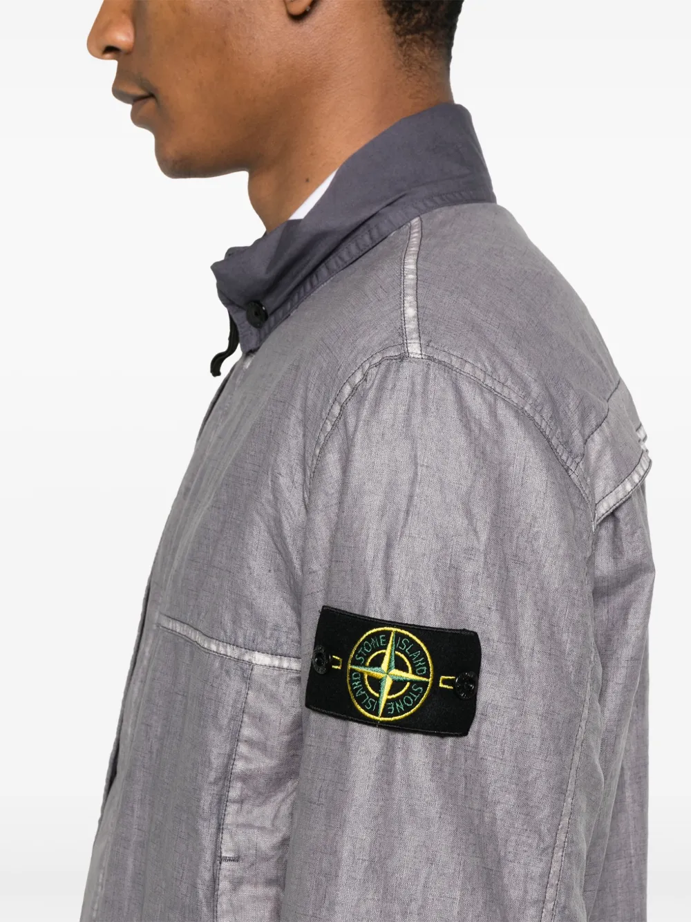 Stone Island Geplooid linnen jack Paars