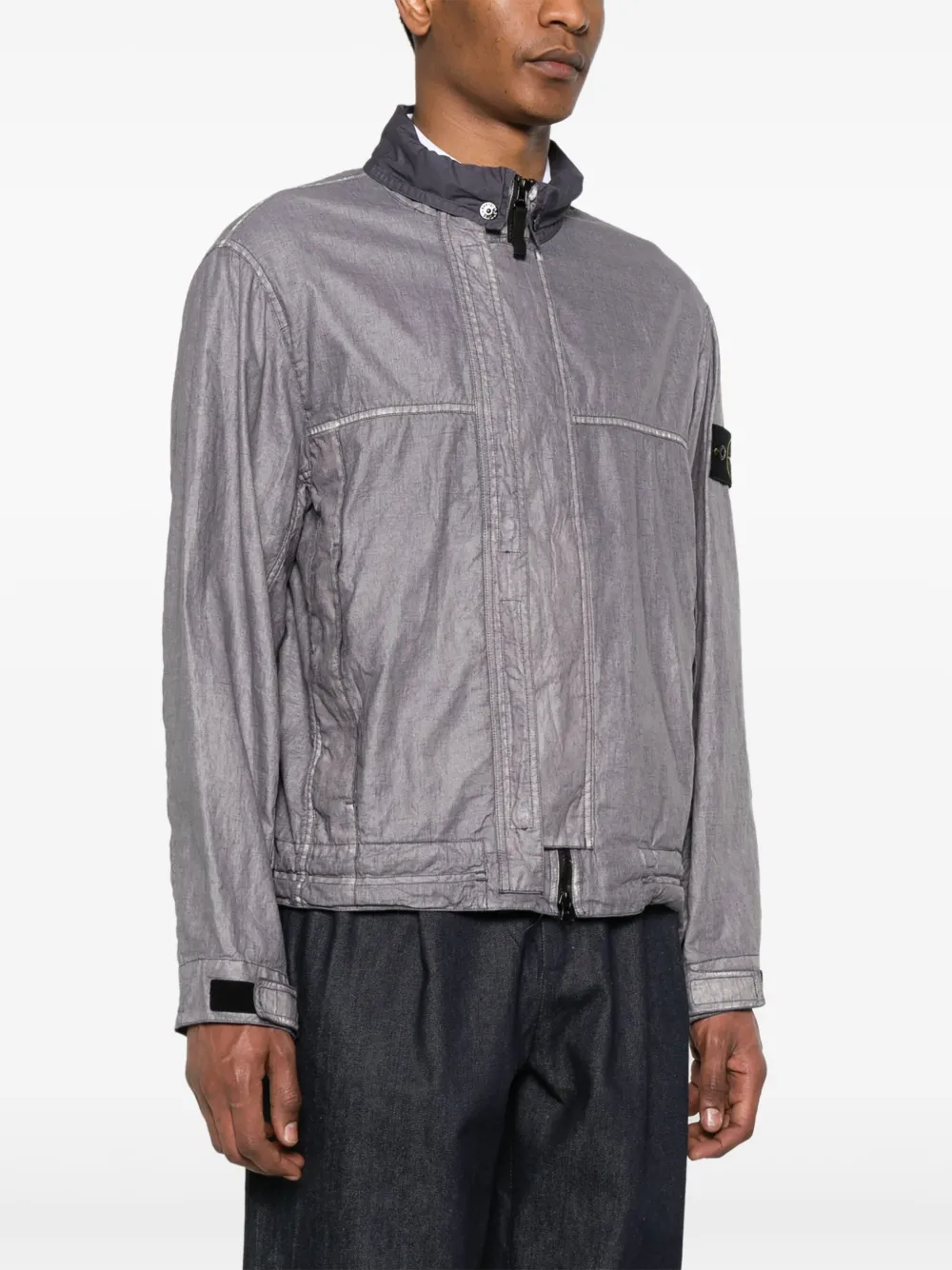Stone Island Geplooid linnen jack Paars