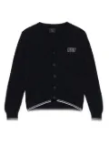 Fay Kids logo-patch cardigan - Blue