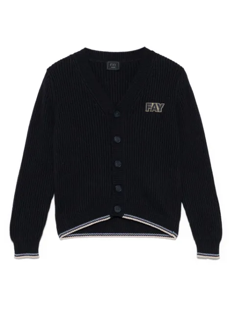 Fay Kids logo-patch cardigan 