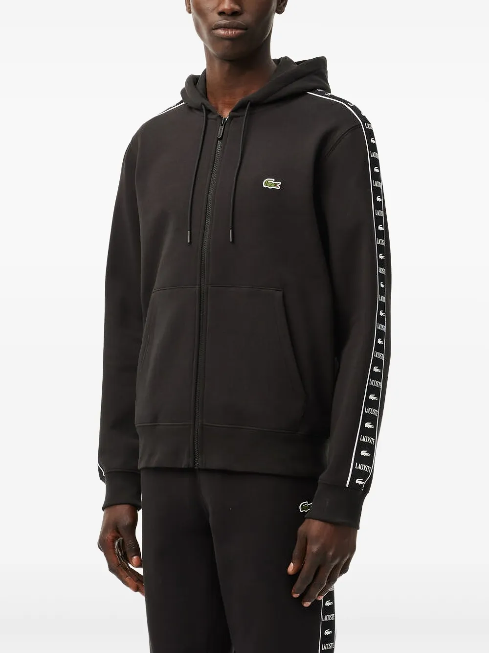 Lacoste Hoodie met logopatch Zwart