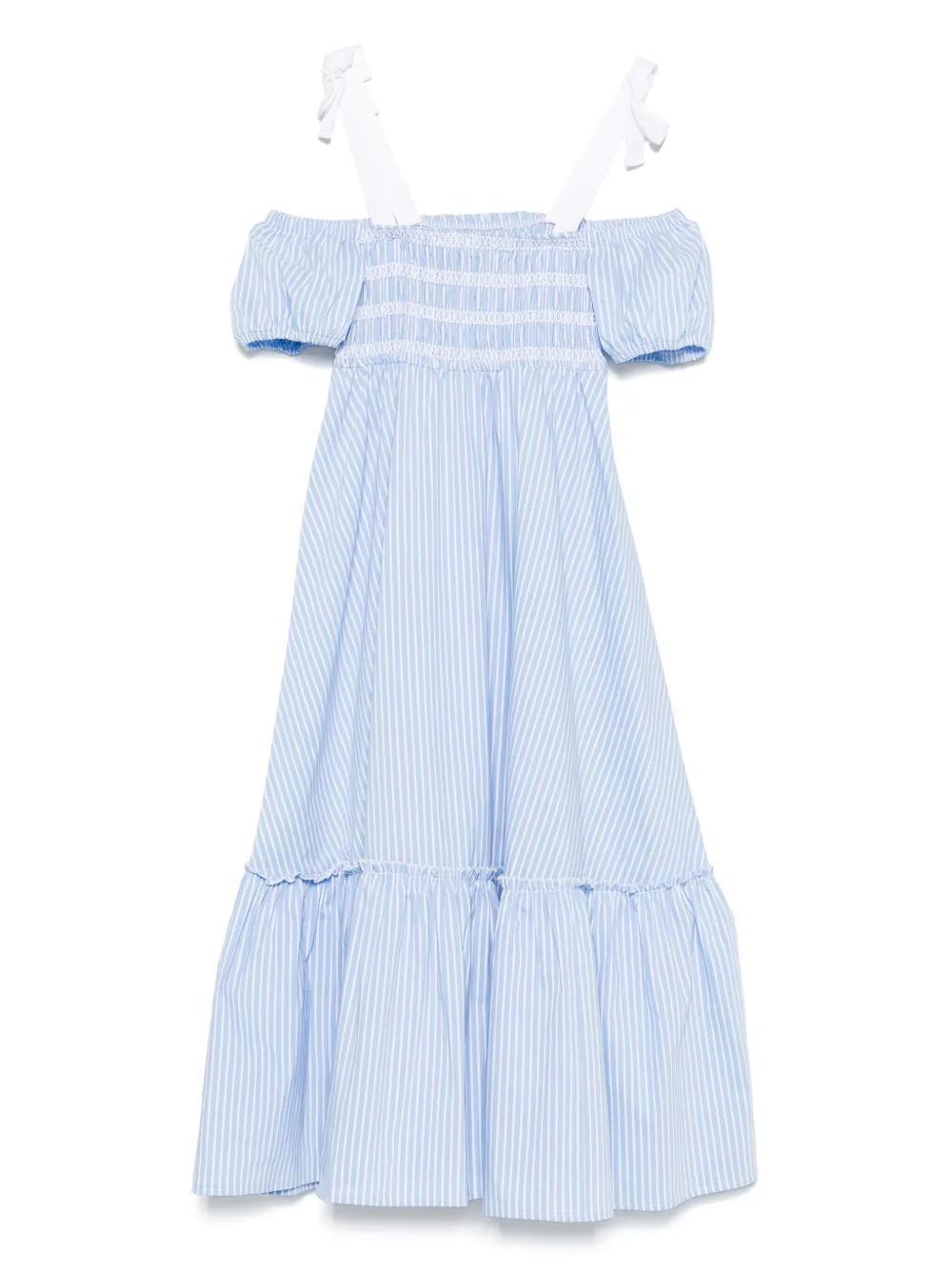 Philosophy Di Lorenzo Serafini Kids Popeline gestreepte jurk Blauw