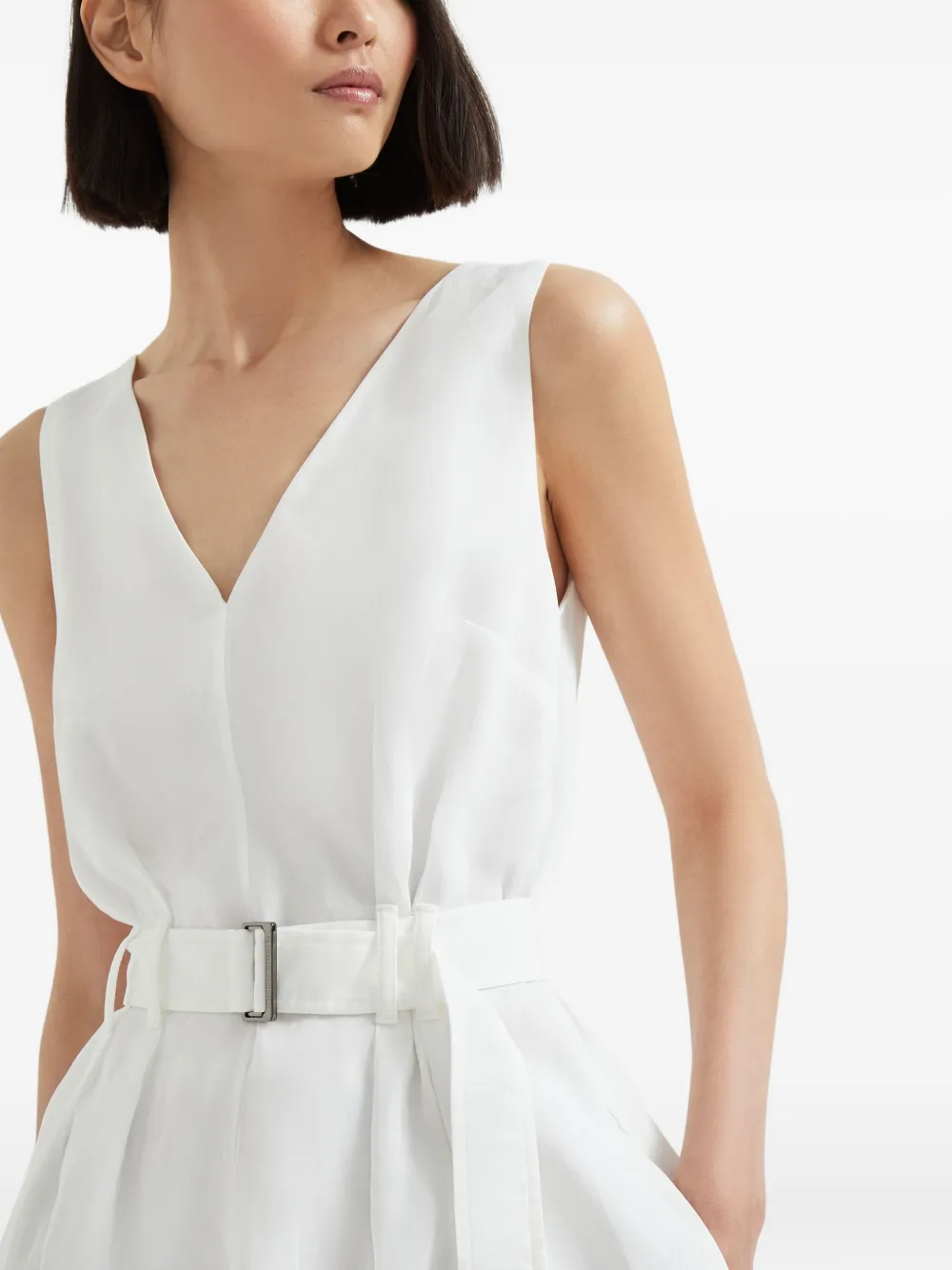 Brunello Cucinelli Mouwloze jurk met ceintuur Wit