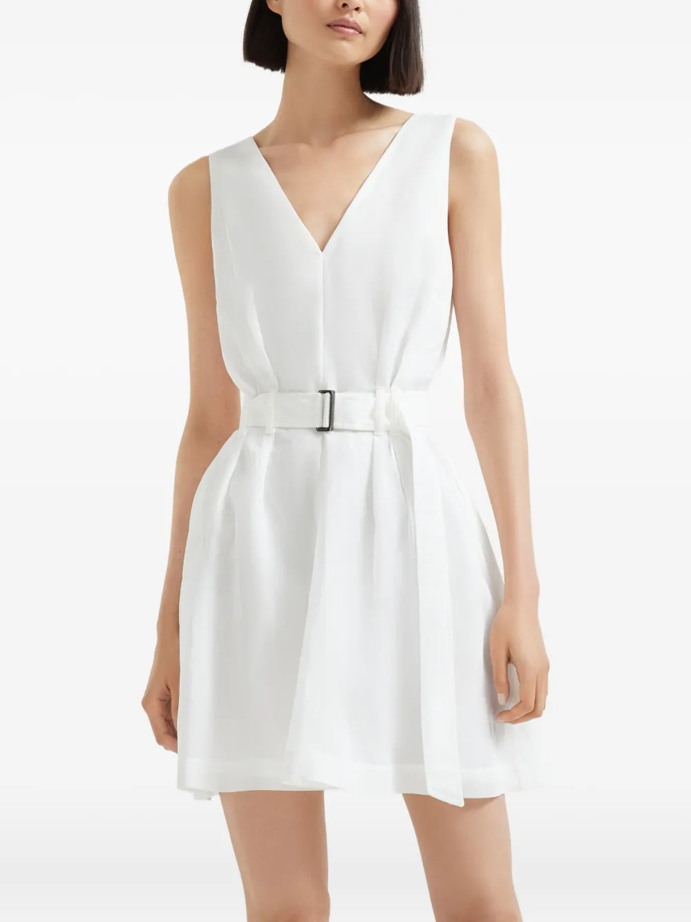 Brunello Cucinelli Mouwloze jurk met ceintuur Wit