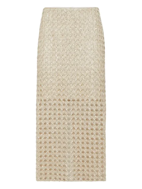 Brunello Cucinelli falda midi con perforaciones
