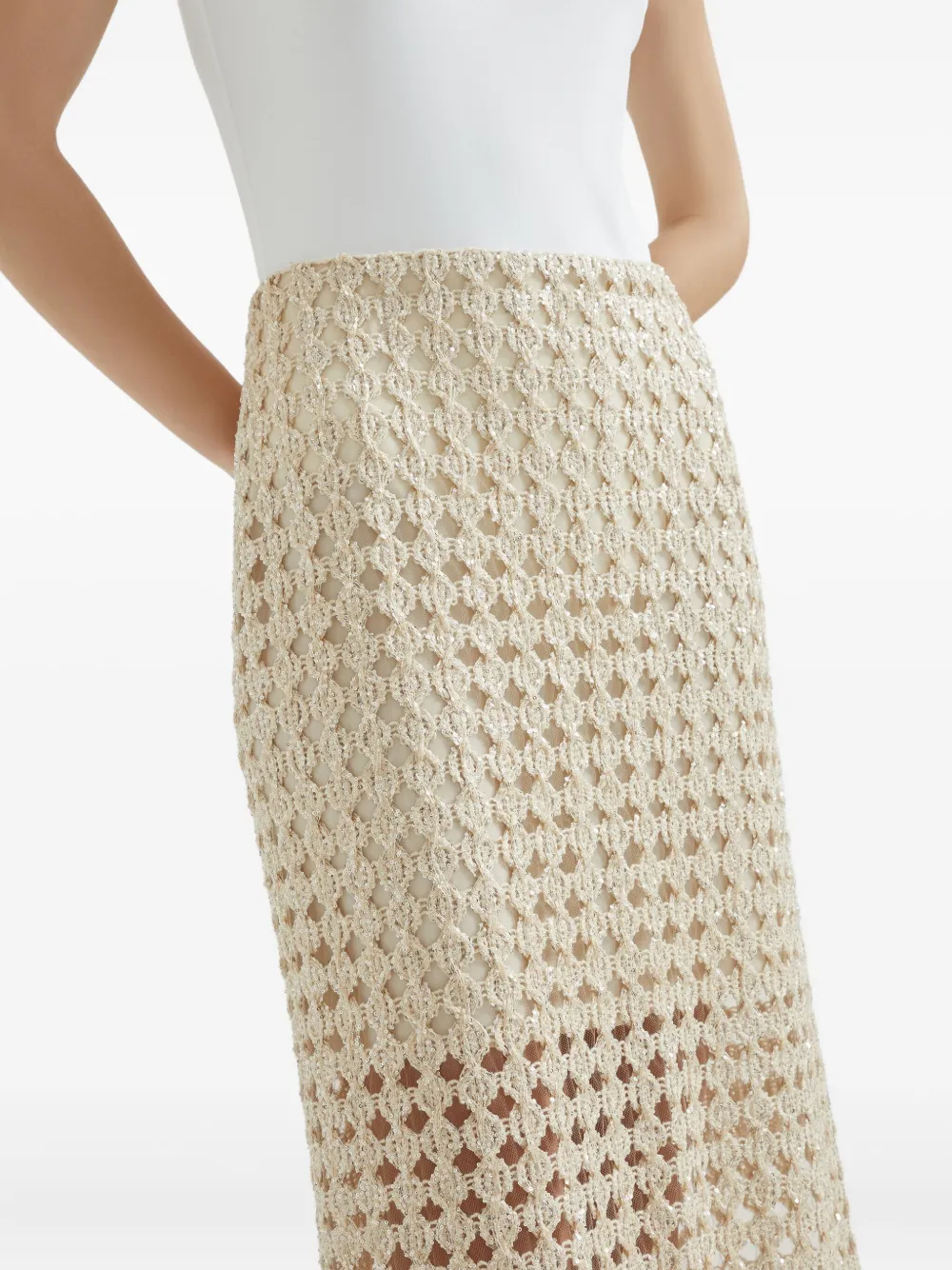 Brunello Cucinelli Geperforeerde midi-rok Beige