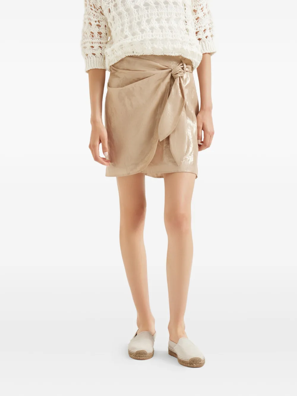 Brunello Cucinelli knot-detail mini skirt Beige